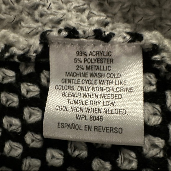 Style & Co Womens Size M Long Sleeve Cardigan Black Gray Cable Knit Sweater - Picture 6 of 10